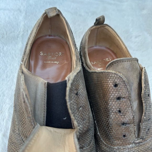 Sartori Gold leather oxfords Italian handmade slip on loafers EU 38 US 7-7.5 - Picture 9 of 14